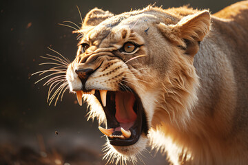 Lioness Displaying Dangerous Teeth