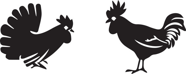 Farm Animals Dog and Cat silhouettes set isolated white background