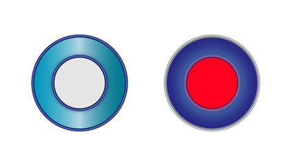 Circle buttons blue and red and gold 3D navigation panel for a website, editable vector illustration