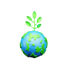 World Earth Day icon 3d illustration or Glove day icon 3d render or Eco Earth day app icon 3d render
