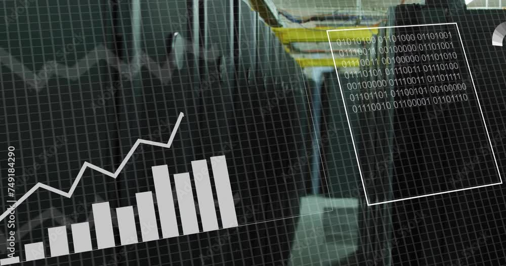 Poster animation of data processing over server room