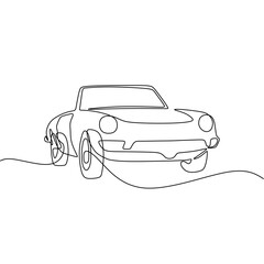 Single continous line art of classic car