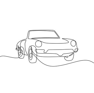 Naklejki Single continous line art of classic car