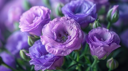 Obraz na płótnie Canvas violet eustoma flowers close up