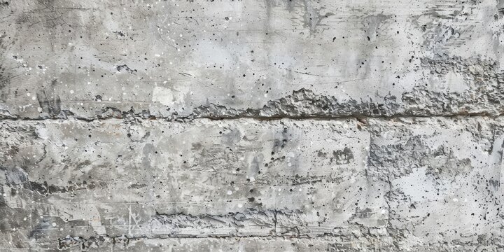 Textured gray concrete wall with visible cracks and weathering, suitable for background or graphic design elements.