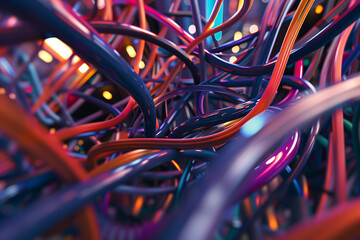 Colorful wires sprawl in chaos, a vivid depiction of the complexity behind the screens we stare at daily