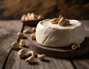 Fototapeta premium Vegan cashew soft cheese, fermented non-dairy planted base cheese