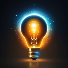 Glowing light bulb on black background logo that represents the essence of AI and earning logo Feature a bulb as its central element symbolizing the power