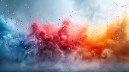 Rainbow Colored Powders Exploding in Cinematic Style
