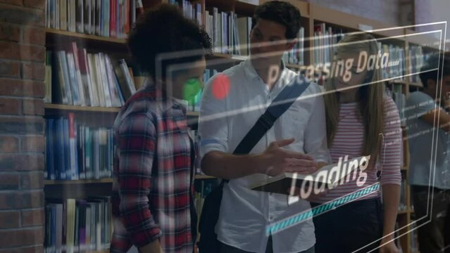 Animation of data processing over diverse students learning in library