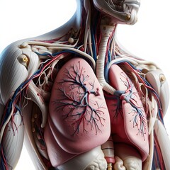 Anatomy model of human brain, heart, lungs