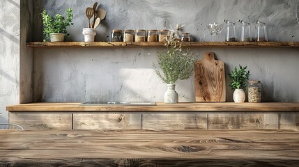 Wood table background, Shelf at cafe shop, Perspective wood over blur cafe with bokeh light background