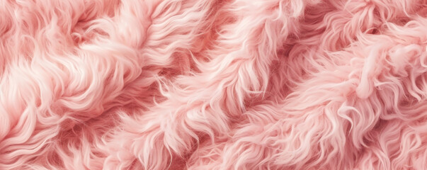 A luxurious pink fur texture featuring soft, plush fibers that create a cozy and inviting surface.