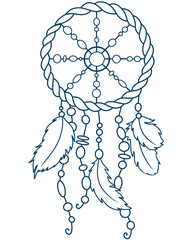 Turquoise blue dream catcher illustration