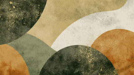 Trendy Neo Memphis style abstract background with a mix of ocher, sandstone and olive colors