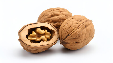 Walnuts on a white background. Close-up of walnuts,Fresh walnut with a shell isolated on white background
