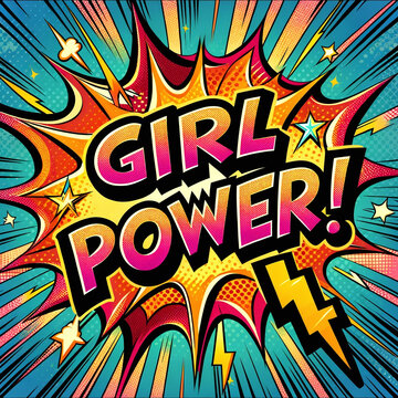 comic book-style explosion graphic with the bold words "GIRL POWER!"