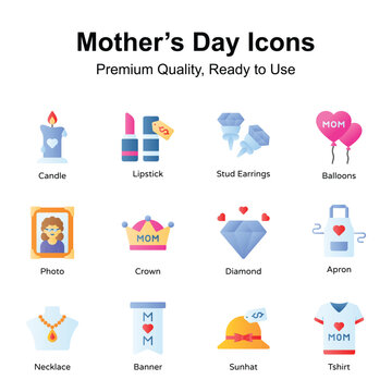 Take a look at this amazing mothers day icons set in modern style