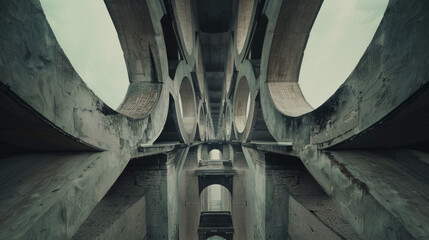 Symmetry, brutalism, and symbolism series. Tender between symmetry and asymmetry. Symmetry is an important part of a composition, and asymmetry is the absence of the first. - obrazy, fototapety, plakaty
