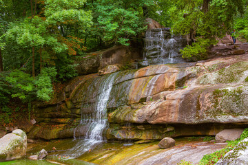 Uman. Sofievsky park. Waterfall on the rocks.