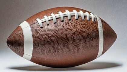 american football ball.an American football ball, showcasing its texture and iconic lacing, set against a clean white background.