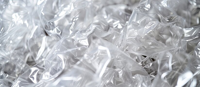 A collection of recyclable plastic waste, including bubble wrap, disposable bags, and packing tape made from LDPE, sits on top of a table.