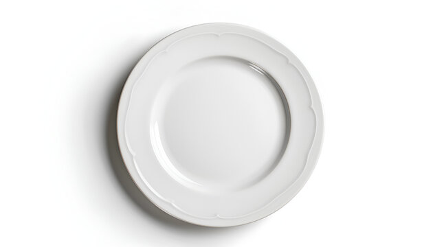 Empty ceramic round plate isolated on white background. generative ai