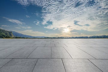 Foto op Plexiglas Empty square platform and mountains background © zhao dongfang