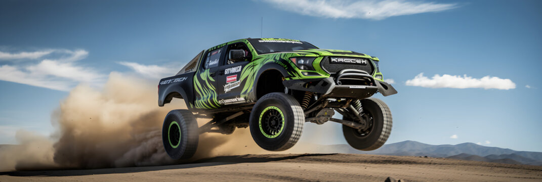 BJ Baldwin's Off-Road Racing Truck Showcases Power and Speed in Mid-Air Action