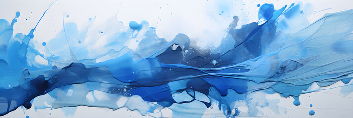 Fototapeta na wymiar Abstract Symphony of Blue: An Expressive Blend of Cerulean, Cobalt, and Ultramarine Paint