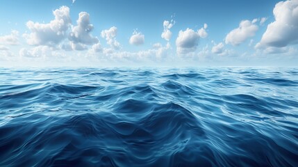 Obraz premium a large body of water with some clouds in the sky and a blue sky with white clouds in the background.