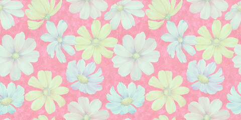 floral seamless background, hand drawn watercolor pattern of rudbeckia flowers, abstract illustration for wallpaper and packaging design