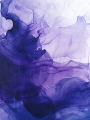 A vibrant painting featuring shades of blue and purple on a pristine white background, creating a striking contrast and visual appeal.