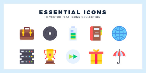 10 Essential Flat icon pack. vector illustration.