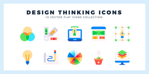 10 Design Thinking Flat icon pack. vector illustration.
