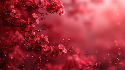 a close up of a branch of a tree with flowers in the foreground and a blurry background in the background.