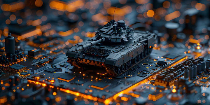 fighter tank model on war with explosion,Warrior Tank Model in Battle.