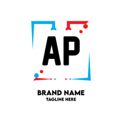 AP Square Framed Letter Logo Design Vector