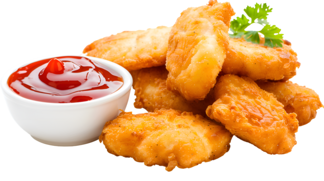 chicken nuggets with sauce transparent background