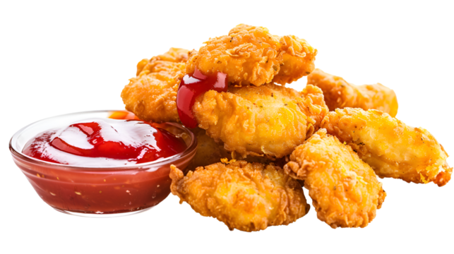 fried chiken nuggets isloated on transparent background