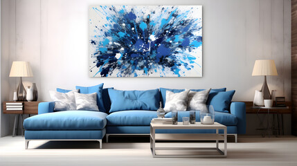 Abstract Symphony of Blue: An Expressive Blend of Cerulean, Cobalt, and Ultramarine Paint