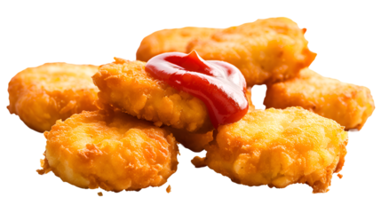 chicken nuggets with sauce isolated on transparent background