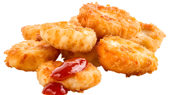 chicken nuggets with sauce isolated on transparent background