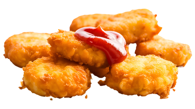 chicken nuggets with sauce isolated on transparent background