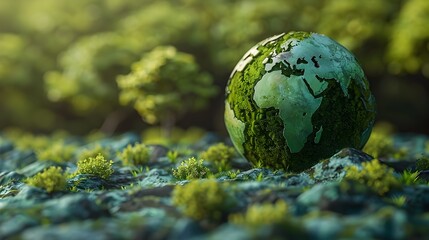 Obraz na płótnie Canvas Eco-Friendly Earth Globe Spotted in Organic Nature-Inspired Forms