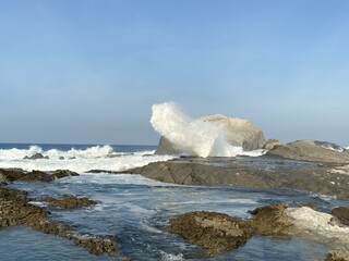 Coastal Serenity: Seaside Bliss with Beachside Rocks and Charming Homes in Nature's Embrace