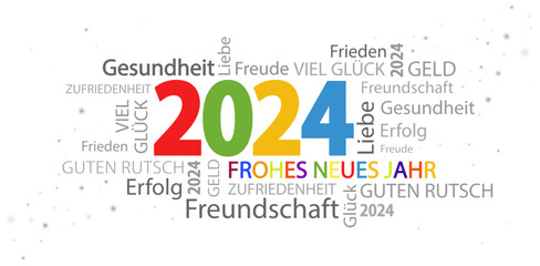 word cloud with new year 2024 greetings - 749205888