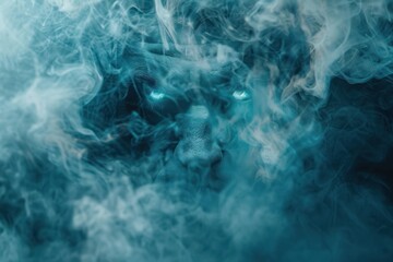 A eerie, monster face hidden within swirling magic smoke - obrazy, fototapety, plakaty