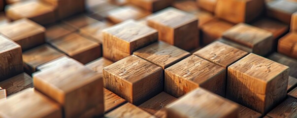 A visually impactful depiction of workflow optimization through the arrangement of wooden cubes in a logical sequence