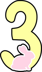 Easter Rabbit Font: Number 3 Alphabet Design
